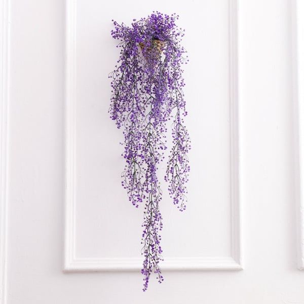 Hoomall Green Purple Artificial Plant Silk Rattan Wall Flower Plant Wedding Party Decoration Fake Flowers Vine Home Decor Xmas