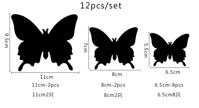 12PCS Butterflies PVC 3D Mirror Wall Stickers For Kids Room Art Christmas DIY Home Decors Stickers