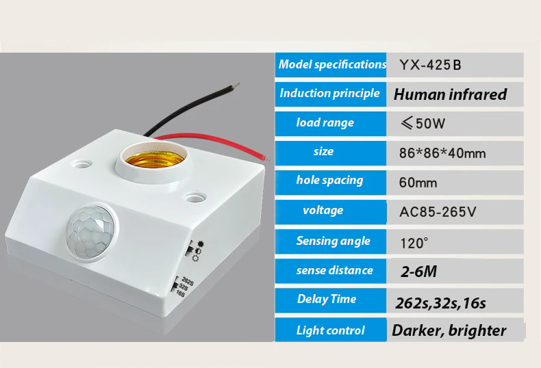 E27 220V 110V Sound Light Switch Pir Motion Sensor Smart Switch Auto On/off Light Lamp Holder Ceiling Sensor Detector Module