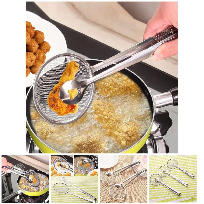 Kitchen Accessories Multifunction Stainless Steel Sieve Filter Spoon Fried Food Oil Strainer Clip Handheld Cooking Tools Gadgets