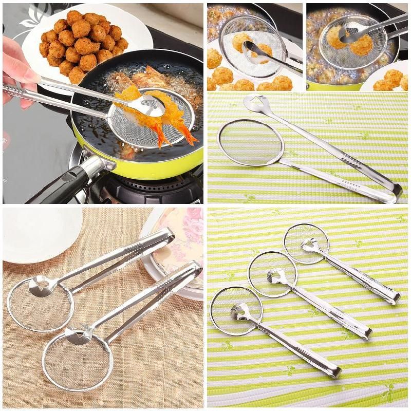Kitchen Accessories Multifunction Stainless Steel Sieve Filter Spoon Fried Food Oil Strainer Clip Handheld Cooking Tools Gadgets