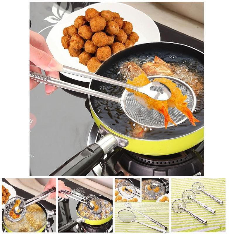 Kitchen Accessories Multifunction Stainless Steel Sieve Filter Spoon Fried Food Oil Strainer Clip Handheld Cooking Tools Gadgets