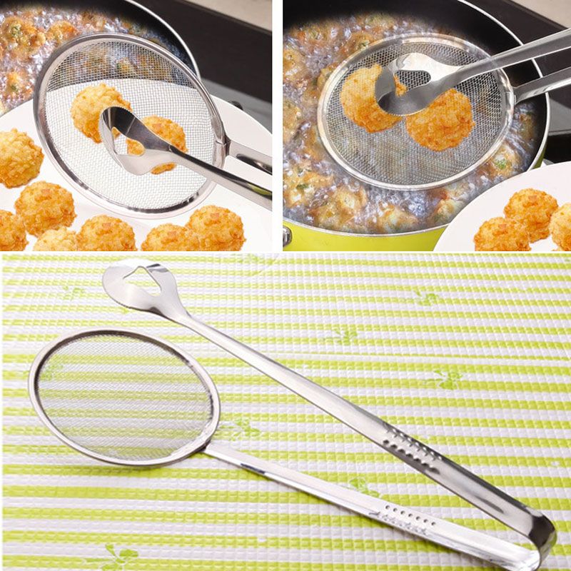Kitchen Accessories Multifunction Stainless Steel Sieve Filter Spoon Fried Food Oil Strainer Clip Handheld Cooking Tools Gadgets