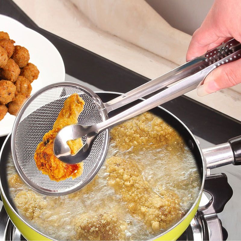 Kitchen Accessories Multifunction Stainless Steel Sieve Filter Spoon Fried Food Oil Strainer Clip Handheld Cooking Tools Gadgets