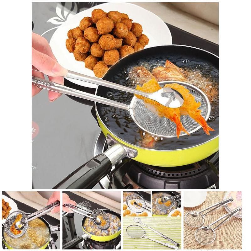 Kitchen Accessories Multifunction Stainless Steel Sieve Filter Spoon Fried Food Oil Strainer Clip Handheld Cooking Tools Gadgets