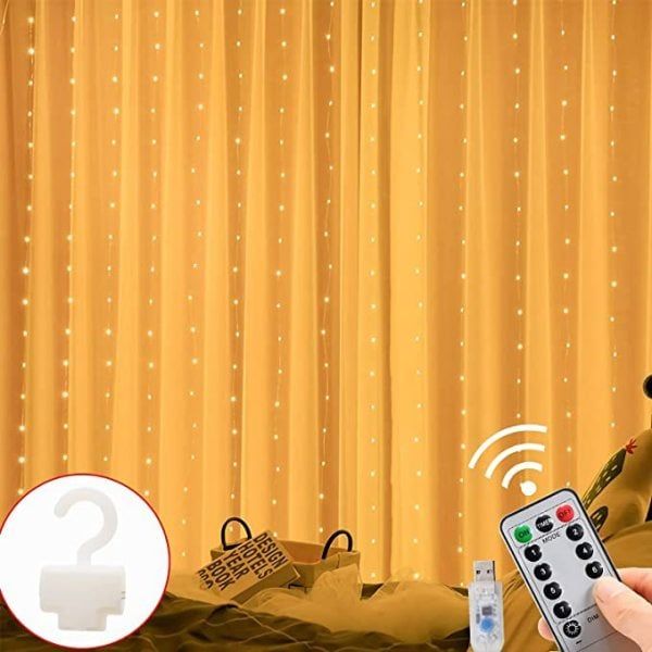 1pc Curtain Light 300 LEDs Window String Light Christmas Wedding Party Decorations3*3m