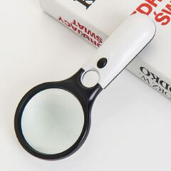 White Magnifying Glass Handheld 45X Magnifier With 3 LED Light For Reading Magnifying Glass Jewelry Loupe