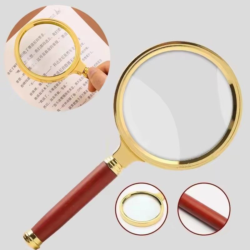 60mm  Portable Handheld 10X Magnifying Glass Retro Handle Magnifier Eye Loupe Glass