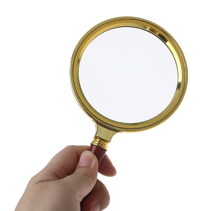 60mm  Portable Handheld 10X Magnifying Glass Retro Handle Magnifier Eye Loupe Glass