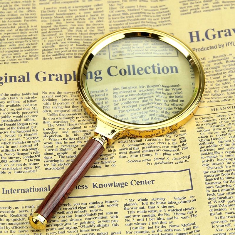 60mm  Portable Handheld 10X Magnifying Glass Retro Handle Magnifier Eye Loupe Glass