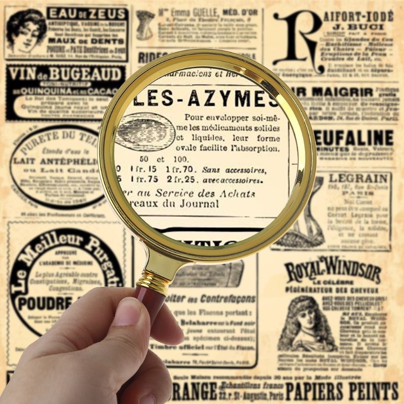 60mm  Portable Handheld 10X Magnifying Glass Retro Handle Magnifier Eye Loupe Glass