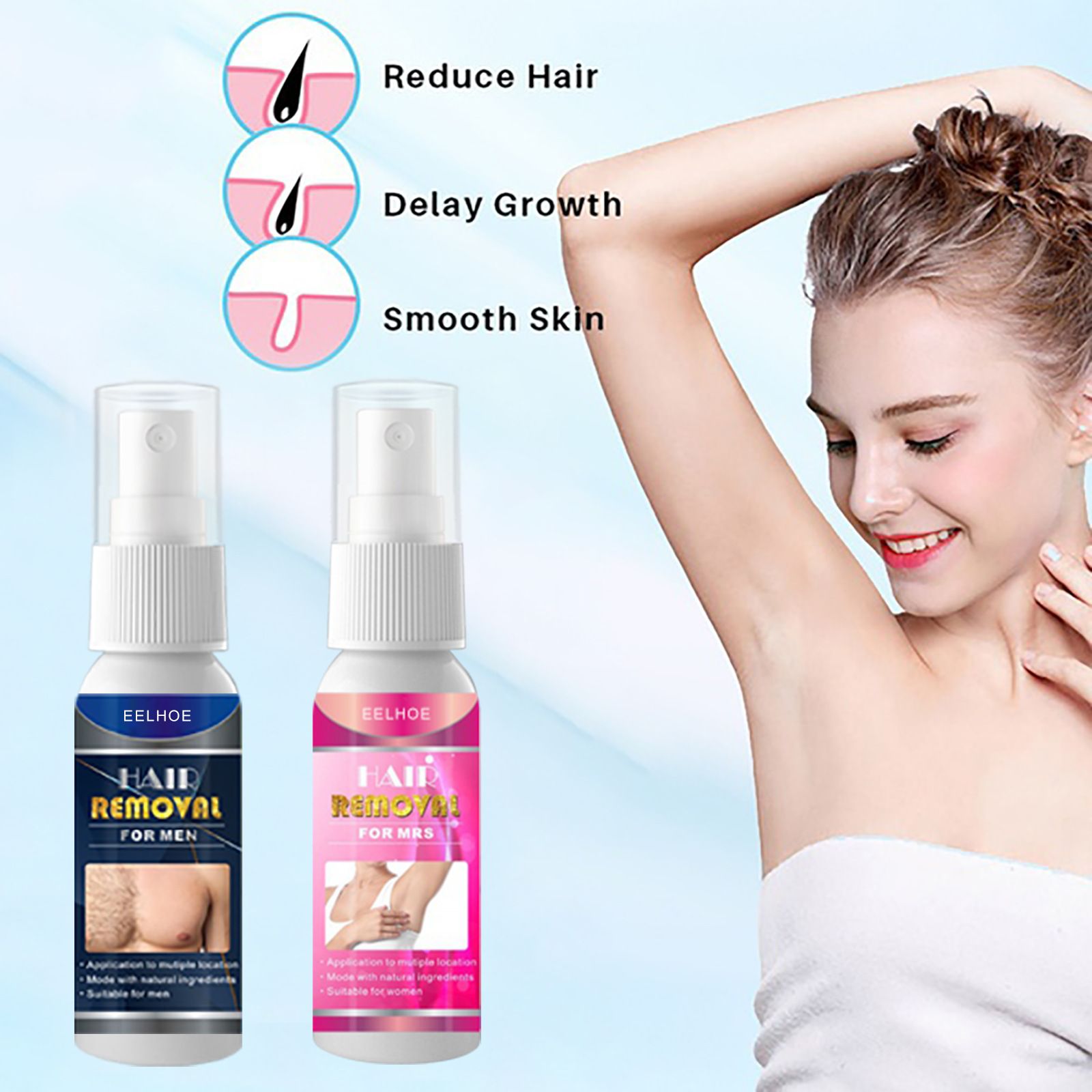 Permanant Hair Removal Spray Hair Growth Inhibitor Armpit Legs Arms Painless Hair Remover Sprays Nourishes Repair Care Man Women