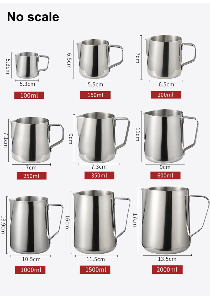 Stainless Steel Milk Frothing Pitcher Espresso Steam Coffee Barista Craft Latte Cappuccino Milk Cream Cup Frothing Jug Pitcher