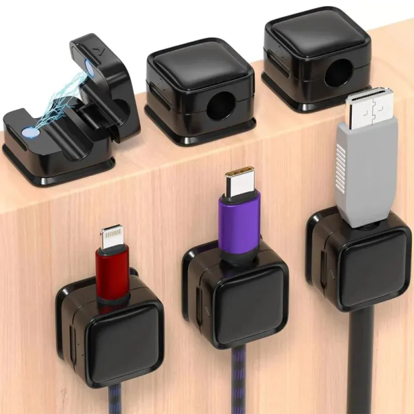 6PCS Magnetic Wire Organizer Desktop Cable Clip Protector Cord Magnet Cable Winder Row Plug Mouse USB Charging Line Holder Hook