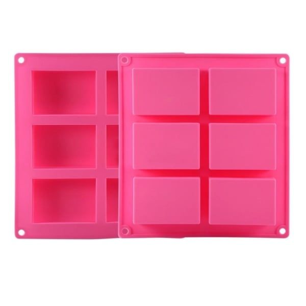 1 Pc 6-Cavity Plain Rectangle Soap Mold Silicone Craft DIY Cake Making Mould