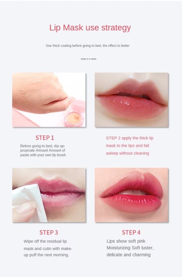 Korea lips care lip sleep mask night sleep hydrated maintenance lip balm pink lips whitening cream nourish protect 3g view 5