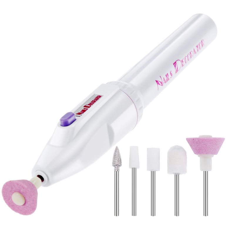 5 In 1 Professional Electric Nail Drill Kit Battery Manicure Pedicure Grinding Polishing Nail Art Sanding File Pen Tools Machine