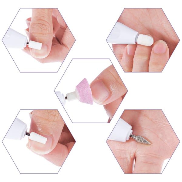 5 In 1 Professional Electric Nail Drill Kit Battery Manicure Pedicure Grinding Polishing Nail Art Sanding File Pen Tools Machine