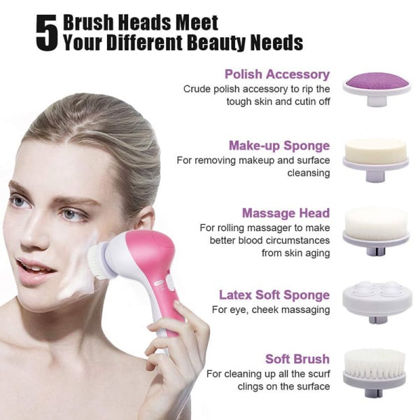 5 in 1 Face Cleansing Brush Silicone Facial Brush Deep Cleaning Pore Cleaner Face Massage Skin Care Waterproof Facial Brush