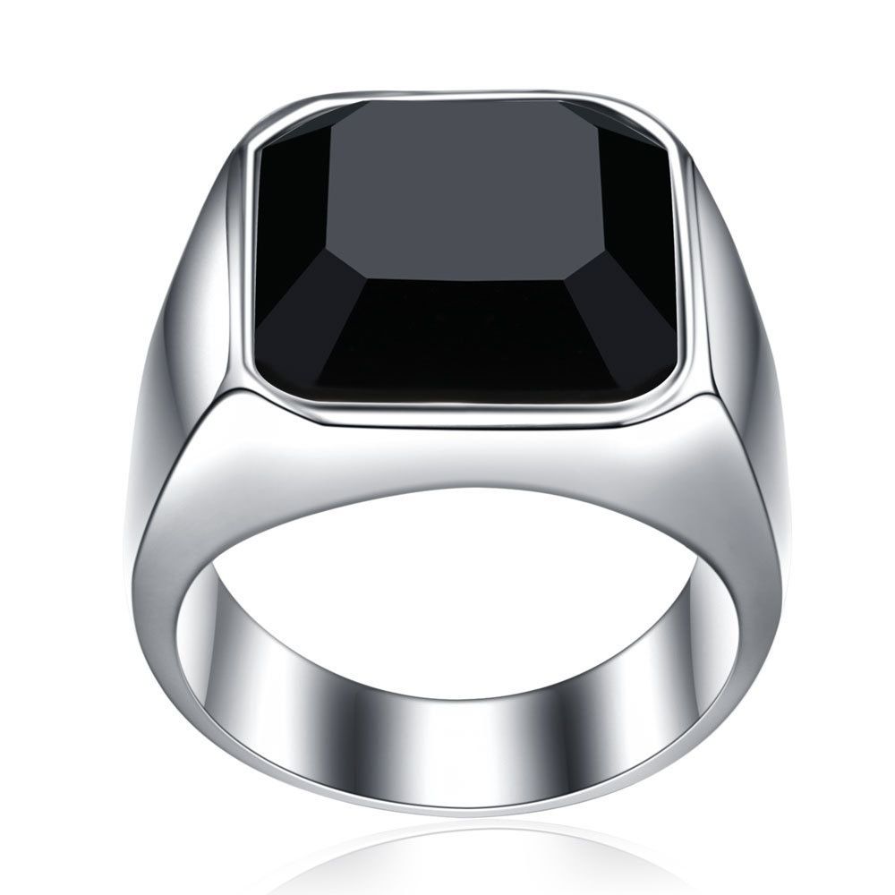 Retro fashion domineering simple square personalized punk style men's ring