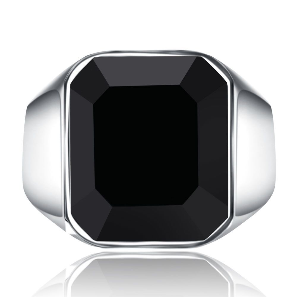 Retro fashion domineering simple square personalized punk style men's ring