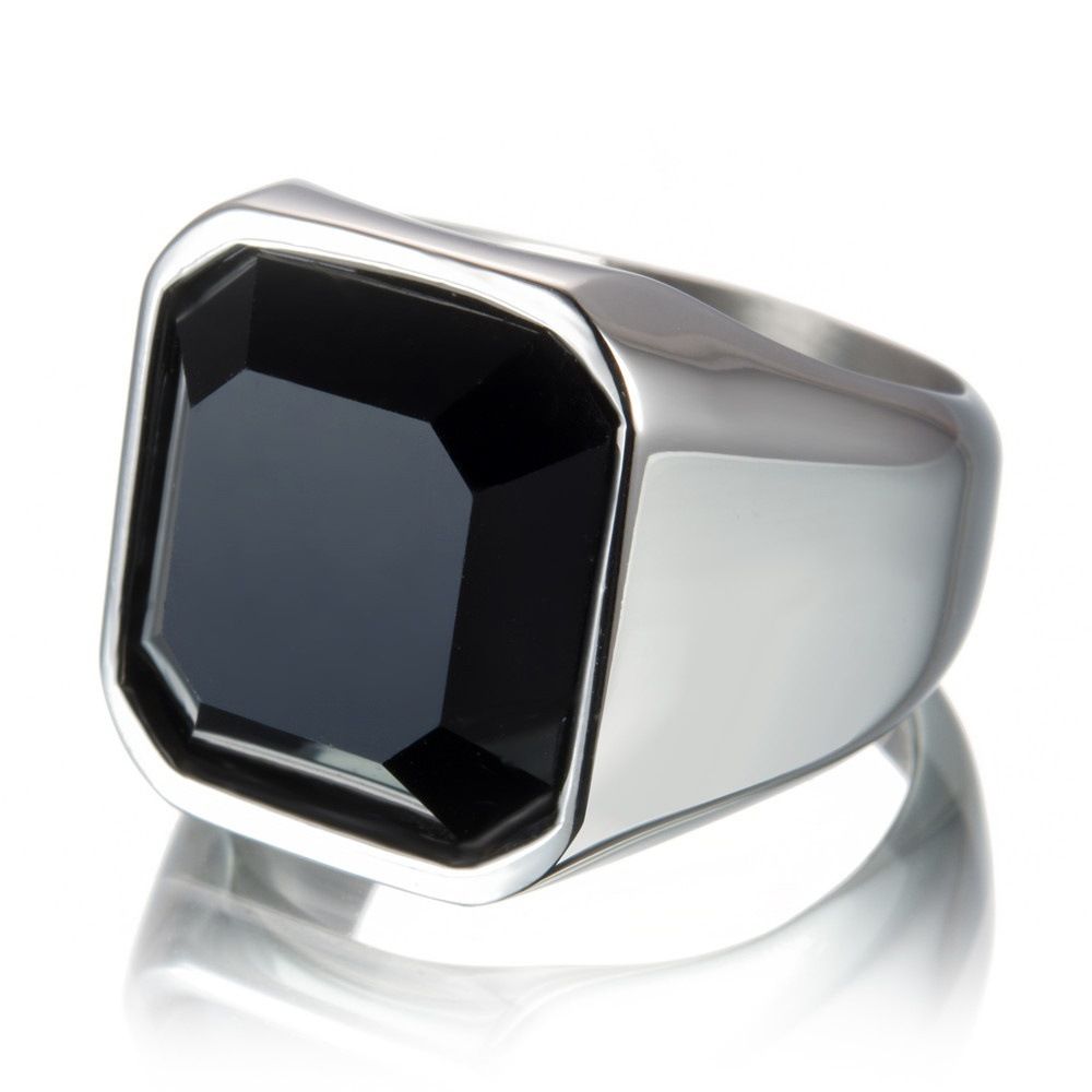 Retro fashion domineering simple square personalized punk style men's ring
