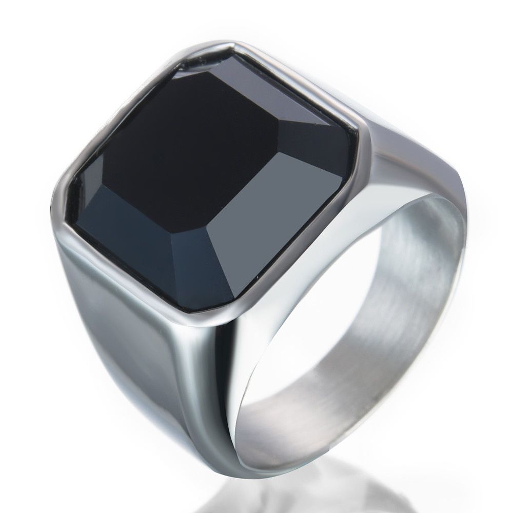 Retro fashion domineering simple square personalized punk style men's ring