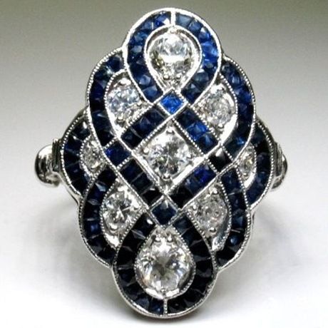 Geometric Creative Silver Inlaid Blue Zircon Ring, Women's Fashion Ring Jewelry