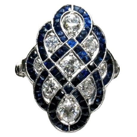 Geometric Creative Silver Inlaid Blue Zircon Ring, Women's Fashion Ring Jewelry