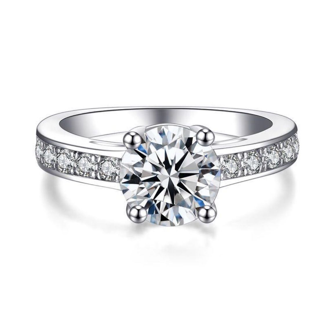 Luxury Crystal Silver Diamond Ring Beautiful Women's Fashion Ring Wedding Jewelry