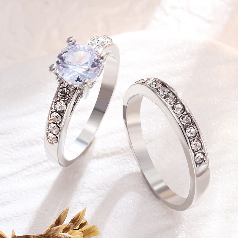 Luxury Crystal Silver Diamond Ring Beautiful Women's Fashion Ring Wedding Jewelry