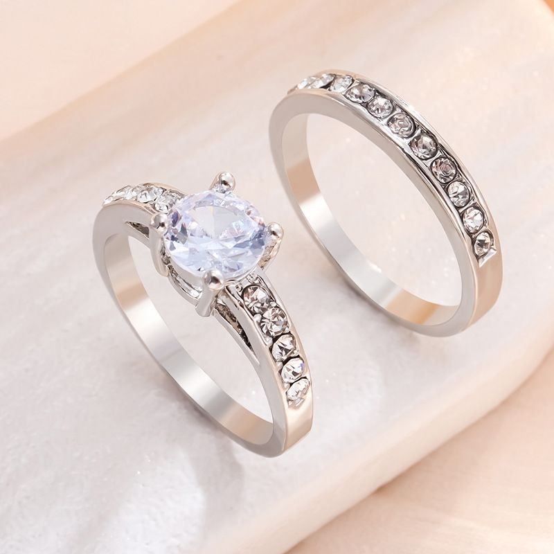 Luxury Crystal Silver Diamond Ring Beautiful Women's Fashion Ring Wedding Jewelry