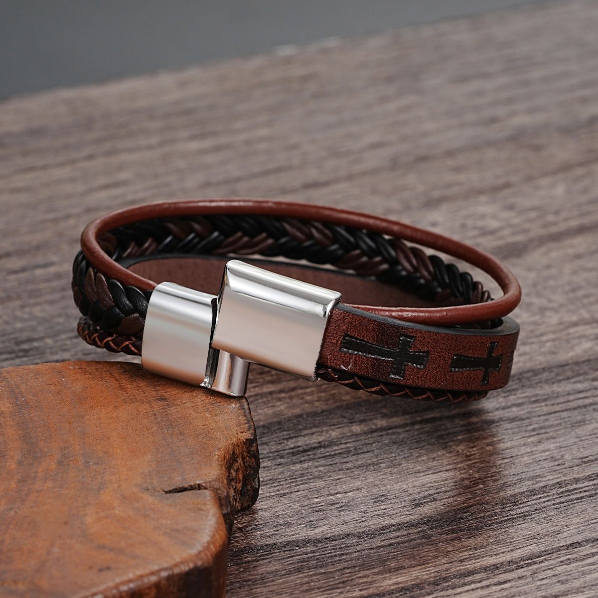 New Classic Men's Bracelet Multilayer Hand Woven Leather Bracelet Male Jewelry Bangle