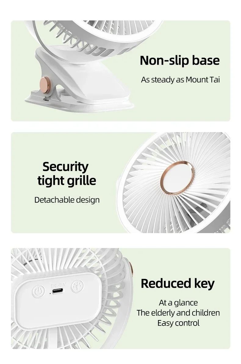 Wireless Electric Fan With LED Light Rechargeable/Plug In Desktop Summer Portable Camping Fan Air Circulator Clip-on Home Fan