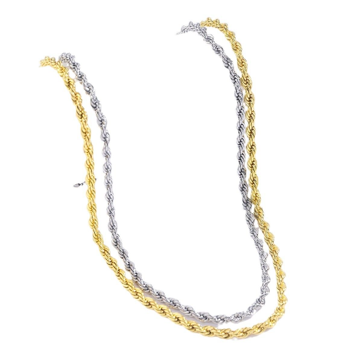 New Simple Classic Men's and Women's Rope Chain Necklace Casual Punk Stainless Steel Twisted Cuban Chain Jewelry