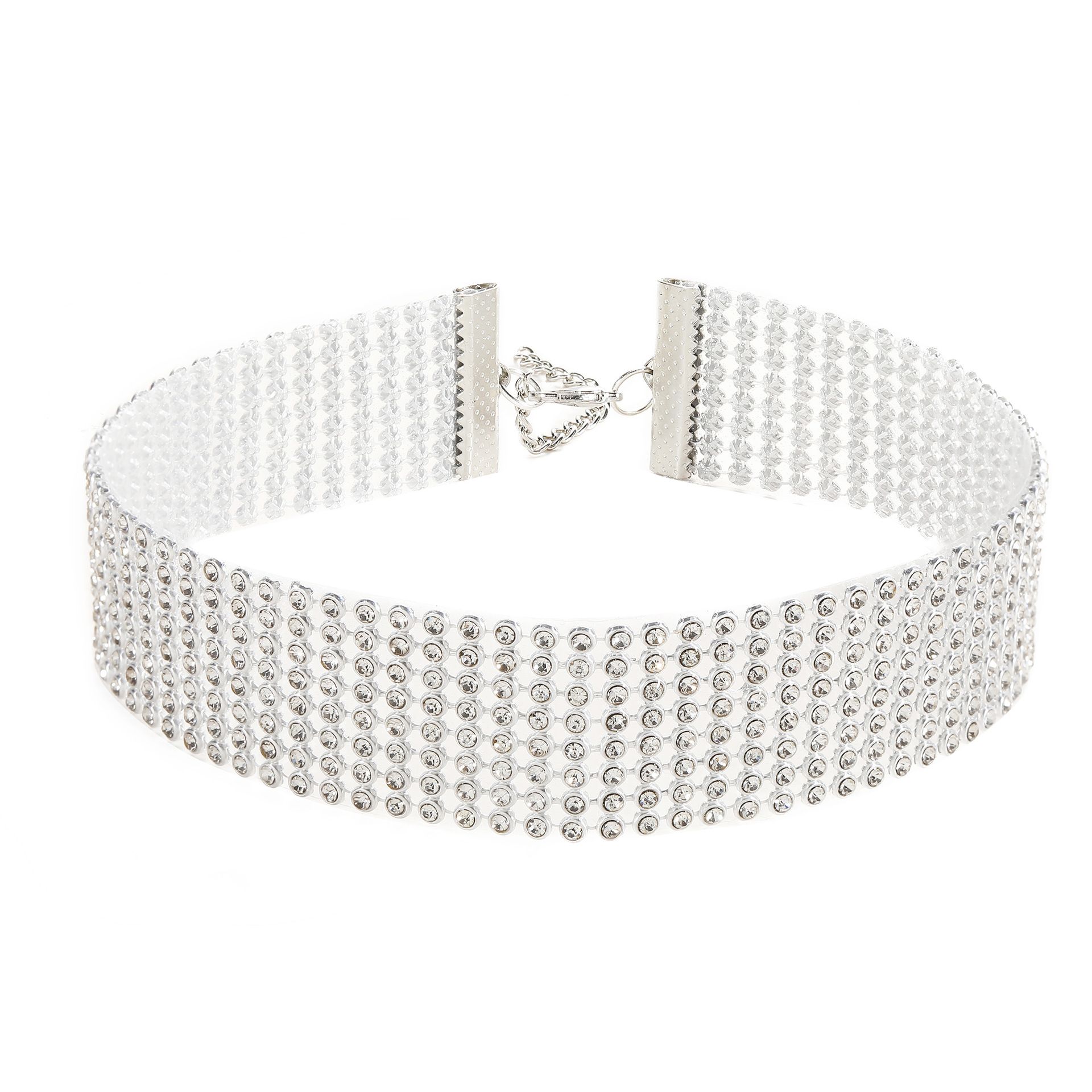 Fashion Style Women Bundle Neck Element Diamante Necklace Jewelry Punk Hip Hop Choker Inlay Rhinestone Collar