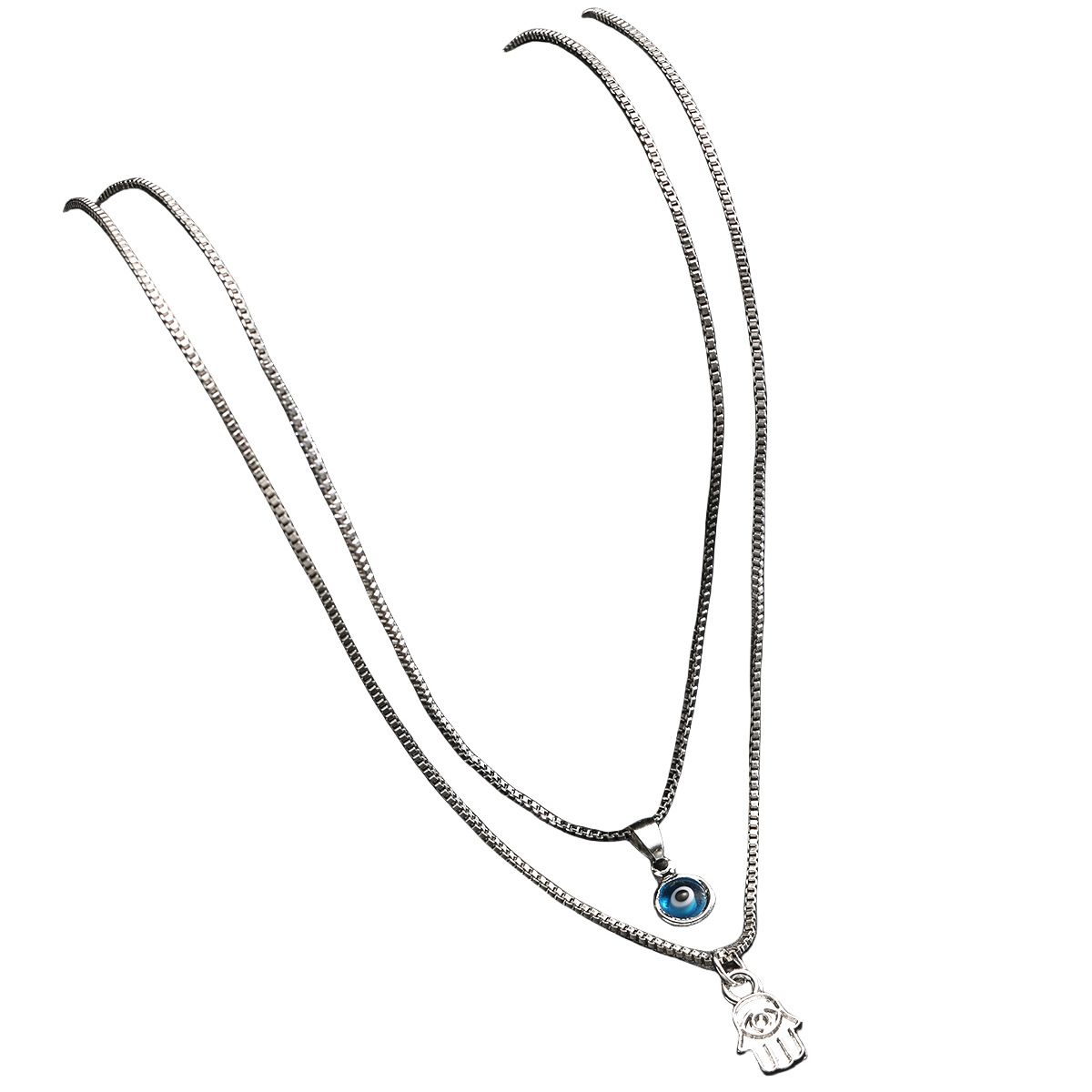 New Double Layer Simple Evil Eye Pendant Necklace Ladies fashion Charm Party Clavicle Chain