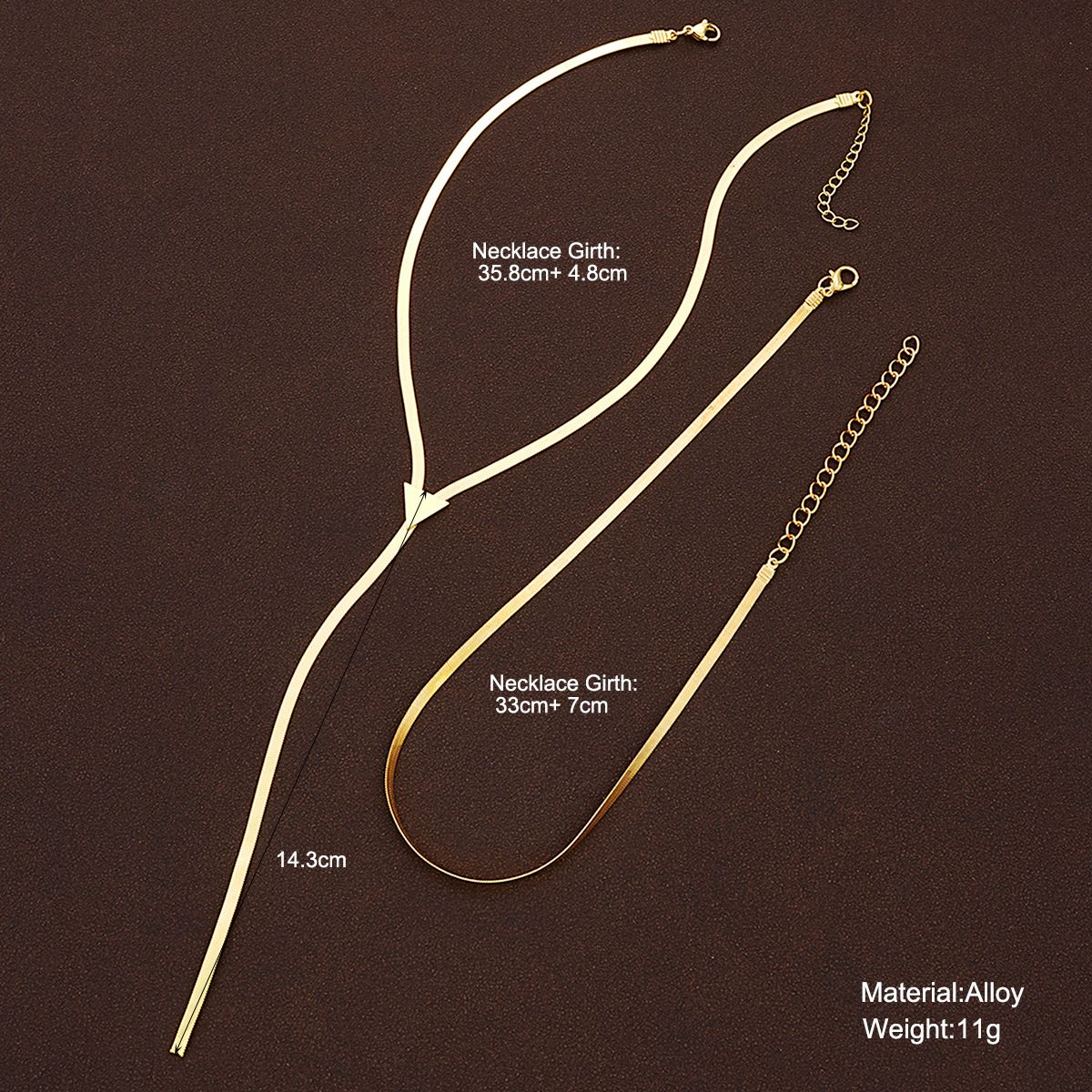 2 Pcs Cold Color Long Double Layered Layered V-shaped Tassel Necklace Set Punk Simple Design Clavicle Chain Jewelry 
﻿