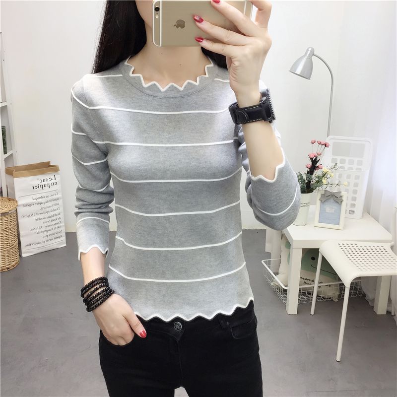 Women's New Striped Knitted Sweater With Long Sleeves