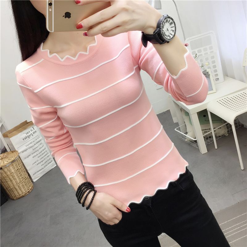 Women's New Striped Knitted Sweater With Long Sleeves