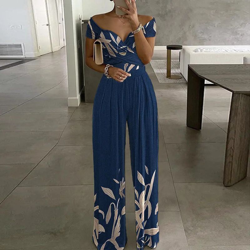 New Commuting Printed Wide Leg Women's Jumpsuit