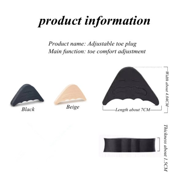1Pair Women High Heel Toe Plug Insert Shoe Big Shoes Toe Front Filler Cushion Pain Relief Protector Adjustment Shoe Accessories