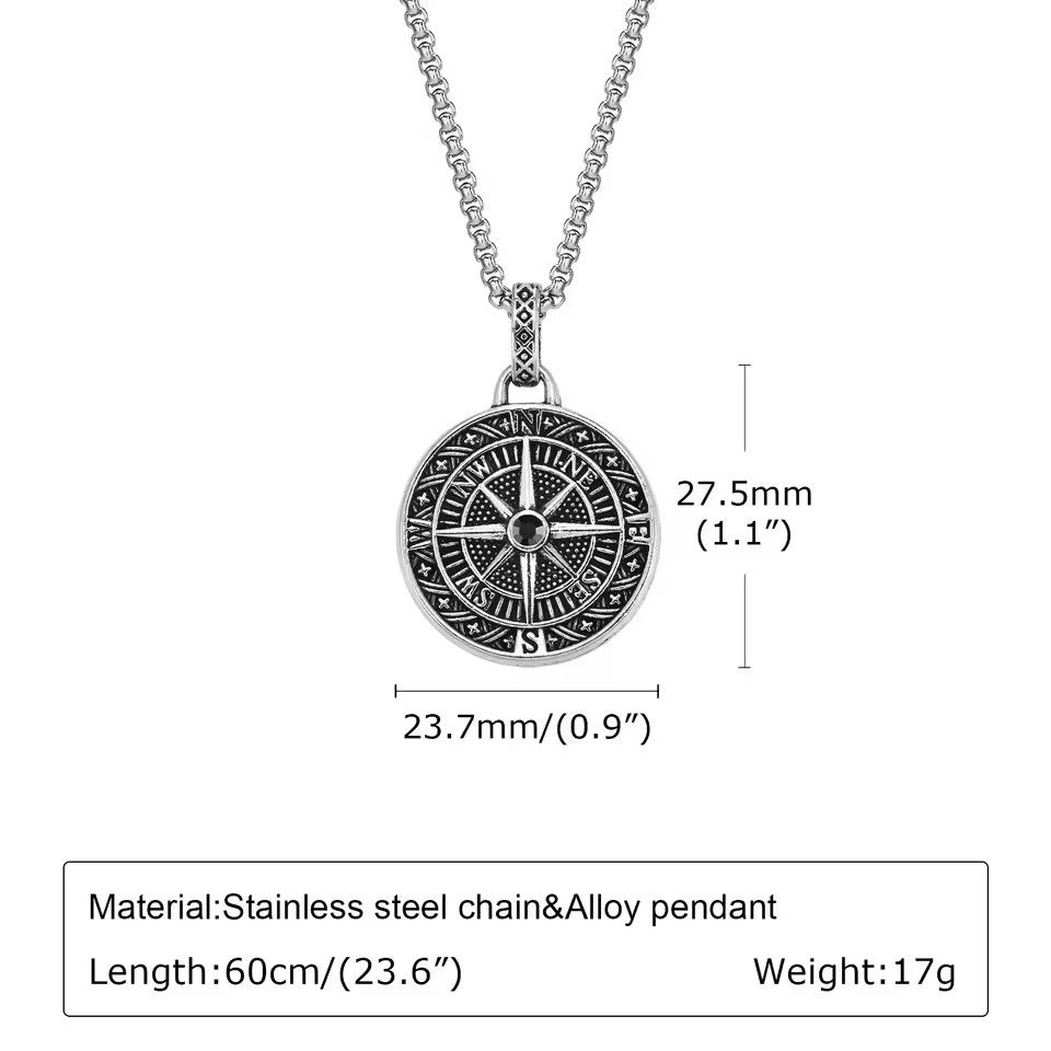 Quality Fashionable Medal Necklace Pendant Pirate Ship Compass Personality Men\'s Necklace Pendant Hip Hop Jewelry Trend Jewelry