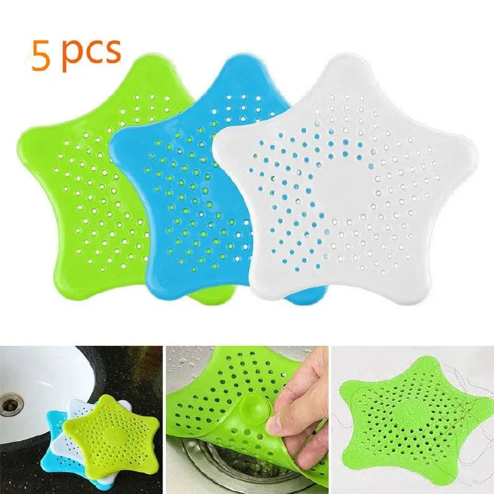 5PC New Bathroom Hair Filter Star Bathroom Drain Hair Catcher Bath Stopper Plug Sink Strainer Filter Shower