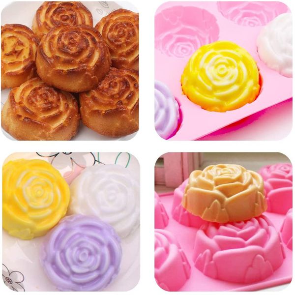 Silicone Cake Mold 6 Even Rose Silicone Cake Mould Ice Cream Pudding Jelly Mould Soap Mold