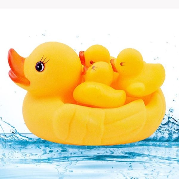 4pc/lot Bath Toys Shower Water Floating Squeaky Yellow Rubber Ducks Baby Toys Water Toys Brinquedos For Bathroom
