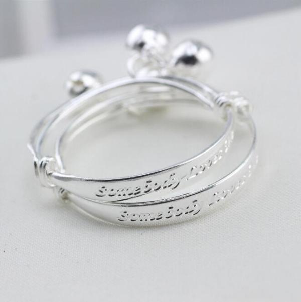 Fashion Baby Bangles 925 Sterling Sivler Cute Kids Bracelets