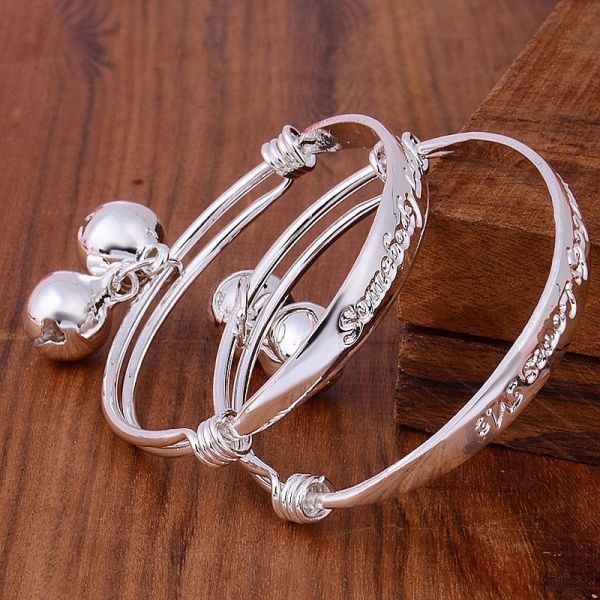 Fashion Baby Bangles 925 Sterling Sivler Cute Kids Bracelets
