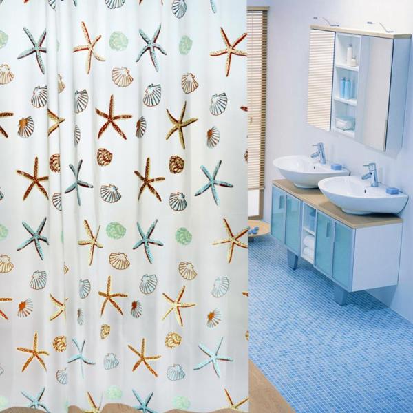 6 styles Starfish Waterproof Bathroom Shower Curtain 180x200cm
