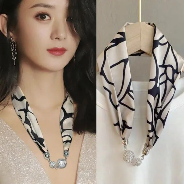 Women's Spring Summer Silk Like Small Scarf Necklace Shirt Collar Scarf Fashion Hair Band Wrist Scarves